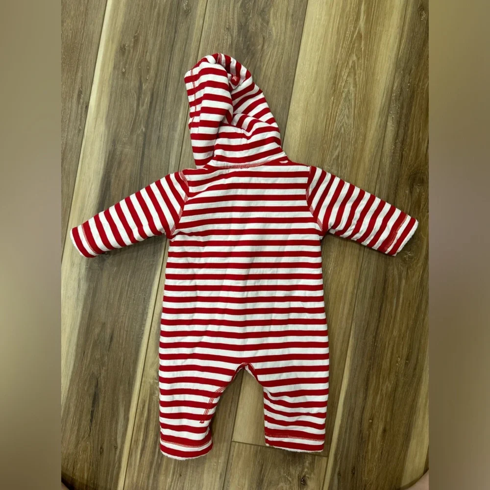 Hanna Andersson Two-In-One Reversible Sherpa Bunting Red + White Stripe EUC - Picture 3 of 4